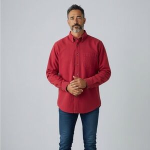 Vintage 80s L.L. Bean Button Up Shirt Burgundy/Red Rustic Cabincore Mens Large